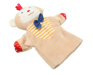 Plush monkey hand puppet toy for kids storytelling, soft early education interactive doll toy.