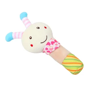 Plush baby rattle toy cute animal design infant early educational sensory plush stick play