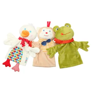 Cute animal hand puppets plush toys set for kids early education storytelling interactive play.