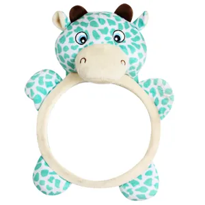 Plush baby car mirror with cute animal design safe backseat rear view toy for infants