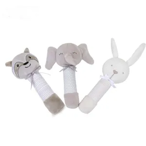 Baby Plush Elephant Hand Rattle Stick Newborn Soothing Toy Cute Cartoon Animal Infant Sensory Interactive Toy
