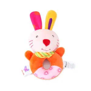 Cartoon Animal Baby Plush Hand Shake Ring Toy Newborn Infant Early Educational Sensory Grasping Rattle Toy
