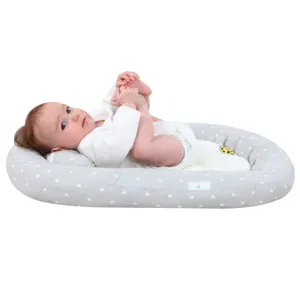 Portable baby lounger newborn infant sleep nest grey crown pattern main product view