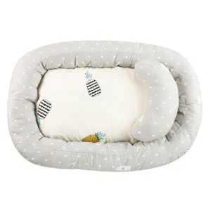 Kakiblin portable baby infant lounger bionic bed newborn sleeping nest with cute pillow.