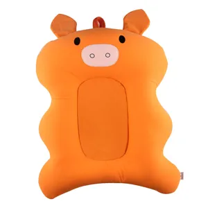 Cute orange pig baby bath pad newborn infant safety bath support net non-slip cushion