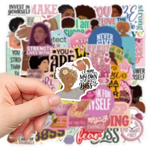 50pcs Pegatinas Impermeables Citas Chica Negra DIY Equipaje Diario Botella Decalcomanías
