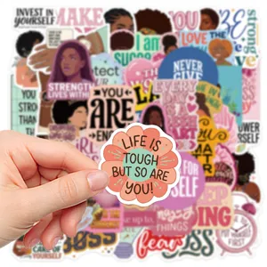50pcs Pegatinas De Frases Motivacionales De Chicas Negras Impermeables DIY Para Botellas