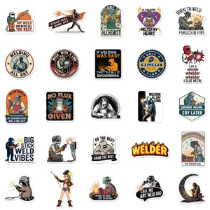 Welder waterproof graffiti stickers set, funny welding quotes decal for laptop, helmet, cup.