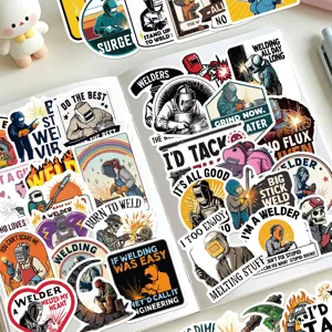 50 Pcs Cartoon Welder Stickers Waterproof Vinyl Decals for Laptop Skateboard Helmet Luggage Cup