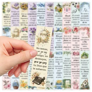 Vintage bloem motiverende bladwijzers set religieuze spaanse citaat papier markers 30st