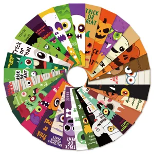 30pcs Marque-pages Halloween Dessins Animés Monstres Mignons Papeterie Étudiant Décoration