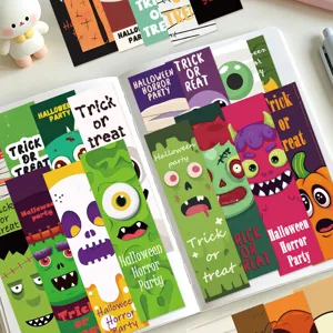 Set de marque-pages Halloween, mignons monstres citrouille crâne marque-pages papier.