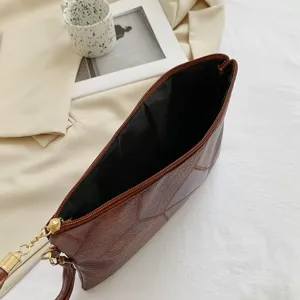 Sac pochette texturé rétro pour femme automne hiver mode plissé sous les bras sac à bandoulière chaîne