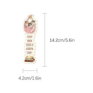 Cat reading book page bookmark literary niche paper bookmark 14.2x4.2cm reading marker