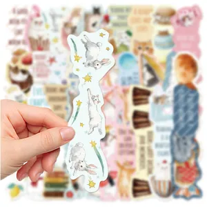 Watercolor cat rabbit bookmark literary student reading marker paper page clip aesthetic stationery