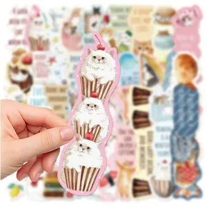 Cute cat bookmarks set with English quotes for student reading, aesthetic stationery.