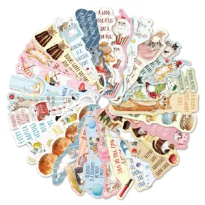 Charming cat reading bookmarks featuring inspirational English quotes. Perfect paper page markers.