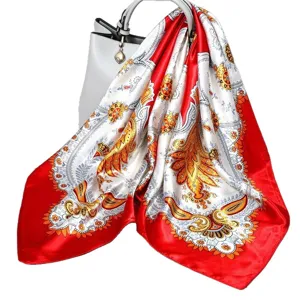 Pañuelo cuadrado de seda roja con estampado paisley vintage bandana accesorio de moda