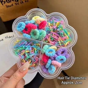 Set colorido de cintas elásticas para el pelo en caja de flores, accesorios para niñas.