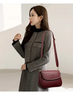Elegante Damen Leder Umhängetasche Retro Crossbody Tasche stilvolle Handtasche für den Alltag
