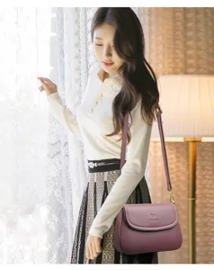 Klassische Damen PU Leder Umhängetasche, elegante Crossbody Tasche für den Alltag und Büro.