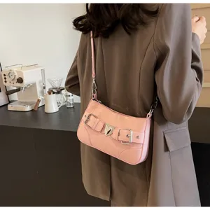 Sac sous les bras en cuir motif crocodile rose, sac à bandoulière tendance pour femme chic quotidien
