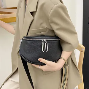 Genuine Leather Saddle Bag For Women Top Layer Cowhide Crossbody Bag Fashion Casual Shoulder Bag Daily Handbag