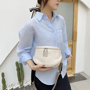 Genuine leather women saddle bag trendy casual chest bag stylish crossbody shoulder bag