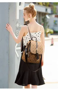 Sac a dos mode femme loisir voyage grande capacite marron cartable cuir decontracte.
