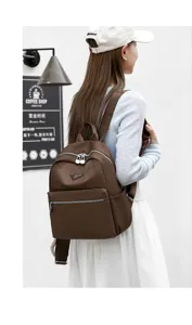Sac à dos en nylon pour femme sac de voyage décontracté marron cartable élégant