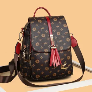 Sac à dos femme mode voyage grande capacité cuir PU monogramme sac d'école élégant