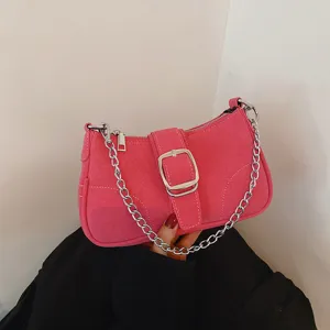 Borsa Sotto Ascella in Pelle PU da Donna alla Moda Borsa a Tracolla con Catena e Serratura Casual Quotidiana Chic