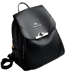 Zaino nero da donna in ecopelle casual moda viaggio borsa grande capiente stile nuovo
