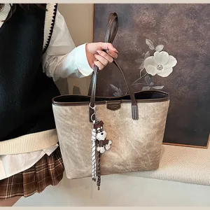 Vintage PU Leder große Kapazität Shopper Tasche für Damen, stilvolle Umhängetasche.