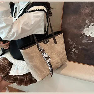 Retro PU Leder Shopper für Damen, große Kapazität lässige Umhängetasche für Herbst Winter.