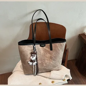Vintage PU Leder große Kapazität Shopper Schultertasche für Damen im Herbst und Winter.
