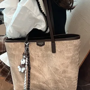 Lässige Vintage-PU-Leder-Shopper-Tasche für Damen, große Umhängetasche für Herbst und Winter.