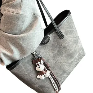 Retro PU Leder Shopper Tasche für Damen, große Kapazität modische Umhängetasche für Arbeit.