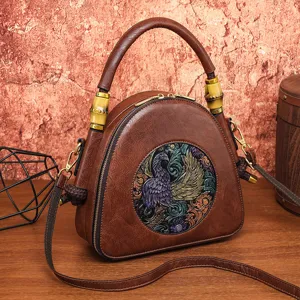Vintage geprägte Umhängetasche ethnischer Stil Crossbody Tasche Retro Handtasche Damen