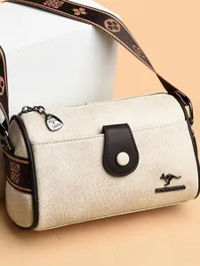Sac Boston Mode en Cuir PU pour Femmes Grande Capacité Sac Bandoulière Cylindrique Vintage Décontracté Quotidien