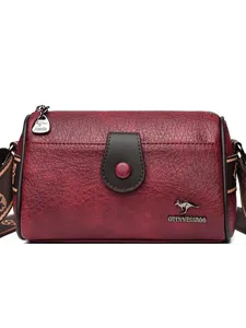 Sac bandoulière oreiller en cuir rouge rétro pour femme, grand sac fourre-tout tendance automne