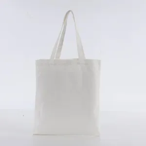 Plain white canvas tote bag casual shoulder shopping bag durable cotton handbag everyday use