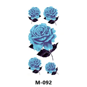 Foglio tatuaggio rosa blu arte corporea temporanea design floreale donna uomo moda impermeabile
