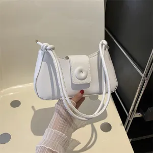 Sac à épaule blanc minimaliste pour femme, élégant sac porté épaule avec doubles brides.