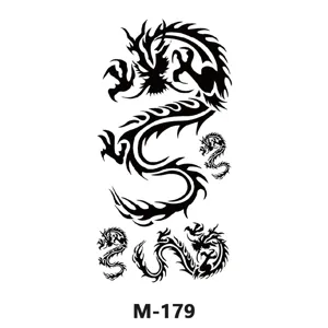 Feuille d'autocollant de tatouage temporaire de dragon étanche totem noir art corporel M-179
