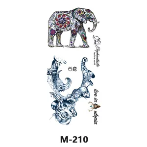 Waterproof temporary tattoo sticker colorful mandala elephant deer artistic design new style