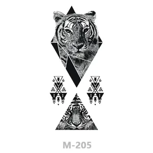 Waterproof Temporary Tattoo Stickers For Women Dark Style Animal Tiger Wolf Black And White Arm Body Art Transfer Sticker