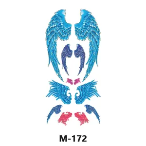 Autocollant de tatouage temporaire imperméable ailes d'ange colorées art corporel