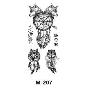 Waterproof wolf and dreamcatcher temporary tattoo sticker sheet for body art fashion