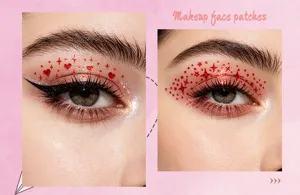 Makeup Face Patches Red Glitter Star Heart Eye Makeup Stickers for Party Festival Use
